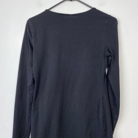 H&M Black T-shirt Dress Fitted Long Sleeve Basic Capsule Wardrobe Size Small - Picture 6 of 8